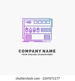 Audio, mastering, module, rackmount, sound Purple Business Logo Template. Place for Tagline