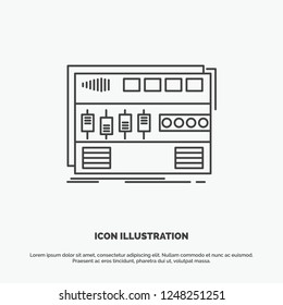 Audio, mastering, module, rackmount, sound Icon. Line vector gray symbol for UI and UX, website or mobile application