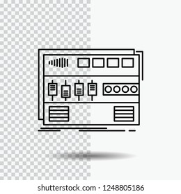 Audio, mastering, module, rackmount, sound Line Icon on Transparent Background. Black Icon Vector Illustration