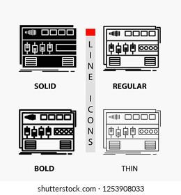 Audio, mastering, module, rackmount, sound Icon in Thin, Regular, Bold Line and Glyph Style. Vector illustration