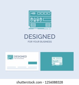 Audio, mastering, module, rackmount, sound Business Logo Glyph Icon Symbol for your business. Turquoise Business Cards with Brand logo template.