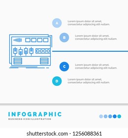 Audio, mastering, module, rackmount, sound Infographics Template for Website and Presentation. Line Blue icon infographic style vector illustration