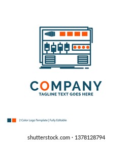 Audio, mastering, module, rackmount, sound Logo Design. Blue and Orange Brand Name Design. Place for Tagline. Business Logo template.