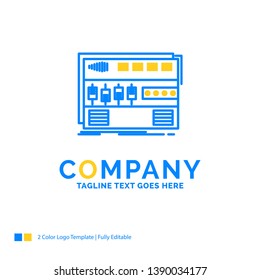 Audio, mastering, module, rackmount, sound Blue Yellow Business Logo template. Creative Design Template Place for Tagline.