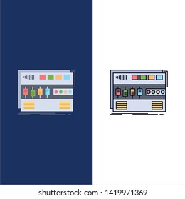 Audio, Mastering, Module, Rackmount, Sound Flat Color Icon Vector