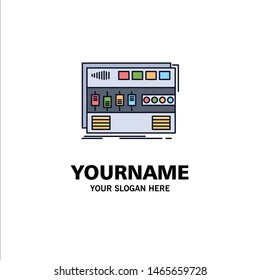 Audio, mastering, module, rackmount, sound Flat Color Icon Vector. Vector Icon Template background