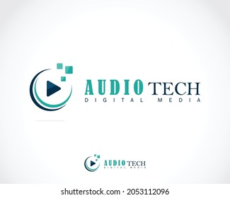 audio media tech logo creative design concept digital pixel