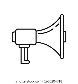 icono de contorno del megáfono de audio. Megáfono de audio vectorial en estilo de contorno aislado en fondo blanco. Elemento para web, juegos y publicidad