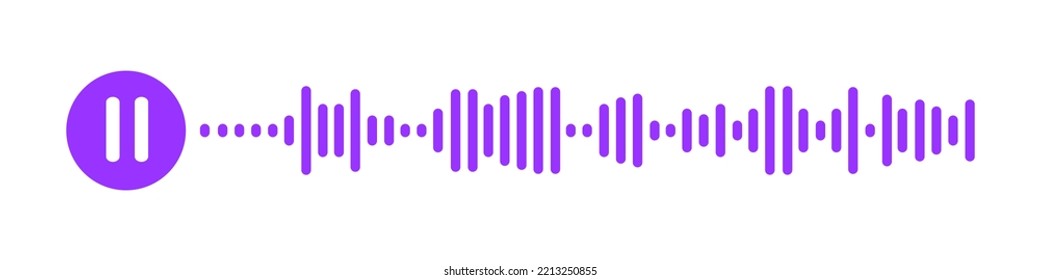Audio message icon. Voice message, blab chat, sound file pictogram with paused speech wave isolated on white background. Messenger, radio, podcast mobile app interface. Vector flat illustration