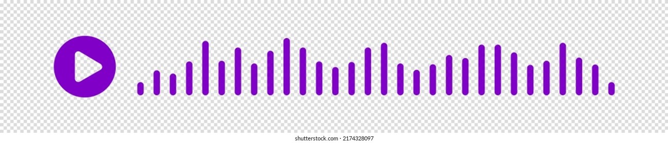 Audio message in messenger. Audio message purple wave with play button. The concept of people communicating through mobile app. Vector illustration on a isolated background. For a website or app