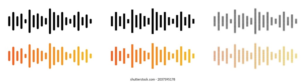 Ola de mensajes de audio. Conjunto de ondas de mensajes de voz. Símbolo de música de frecuencia. Línea pulsante en gradiente.