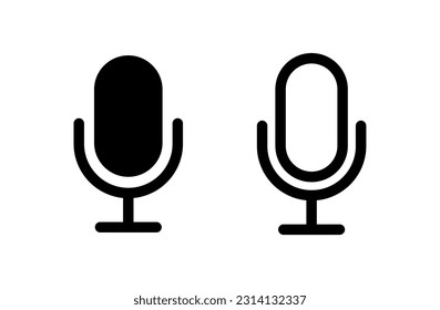 Audio microphone flat vector icons for video apps and websites.
