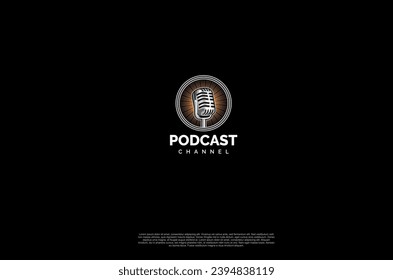 Audio microphone icon Podcast or Radio Logo design for application, studio, radio, broadcasting, user interface. Vector illustration
