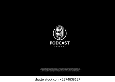 Audio microphone icon Podcast or Radio Logo design for application, studio, radio, broadcasting, user interface. Vector illustration
