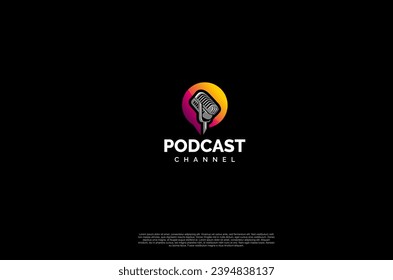 Audio microphone icon Podcast or Radio Logo design for application, studio, radio, broadcasting, user interface. Vector illustration
