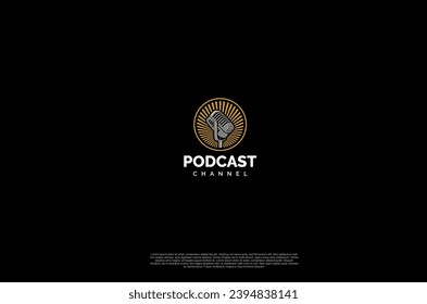 Audio microphone icon Podcast or Radio Logo design for application, studio, radio, broadcasting, user interface. Vector illustration
