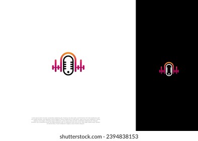Audio microphone icon Podcast or Radio Logo design for application, studio, radio, broadcasting, user interface. Vector illustration
