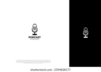 Audio microphone icon Podcast or Radio Logo design for application, studio, radio, broadcasting, user interface. Vector illustration
