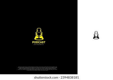 Audio microphone icon Podcast or Radio Logo design for application, studio, radio, broadcasting, user interface. Vector illustration
