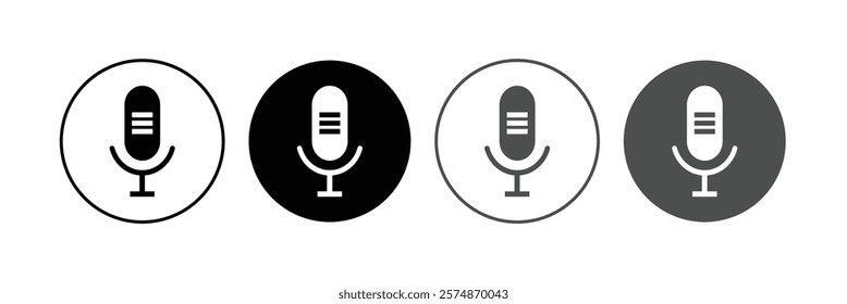 Audio microphone on and mute icon set. Microphone symbol for your web site design, logo, app, UI. Vector line icon for Business and Advertising.
