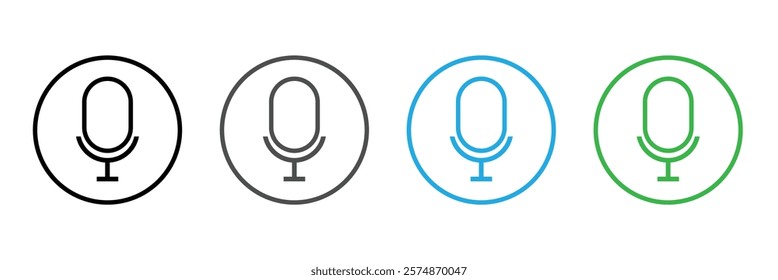 Audio microphone on and mute icon set. Microphone symbol for your web site design, logo, app, UI. Vector line icon for Business and Advertising.