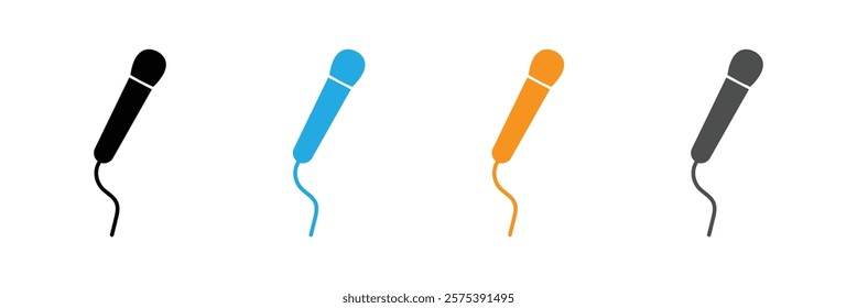 Audio microphone on and mute icon set. Microphone symbol for your web site design, logo, app, UI. Vector line icon for Business and Advertising