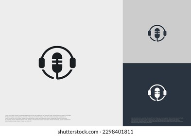 Audio microphone podcast icon illustration flat style isolated, application, studio, radio, broadcasting, user interface, concept logo