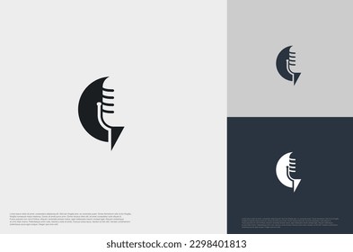 Audio microphone podcast icon illustration flat style isolated, application, studio, radio, broadcasting, user interface, concept logo