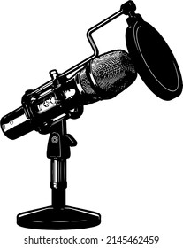 Audio microphone silhouette, Audio mic vector, Microphone Illustration, Microphone logo