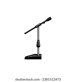 audio microphone stand cartoon. sound stage, speech radio, speak voice audio microphone stand sign. isolated symbol vector illustration