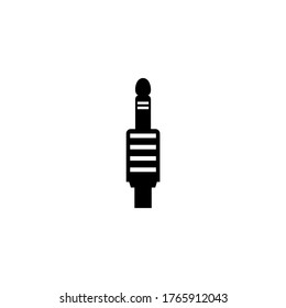 Audio Minijack Cable Plug Connector. Flat Vector Icon illustration. Simple black symbol on white background. Audio Minijack Cable Plug Connector sign design template for web and mobile UI element