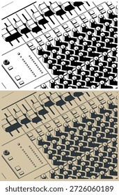 Mezclador de audio primer plano Ilustraciones vectoriales isométricas estilizadas