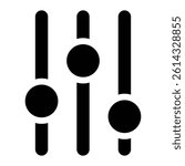 Audio mixer control sliders vector icon. Sound adjustment interface symbol for music, equalizer, volume settings, or app UI design.