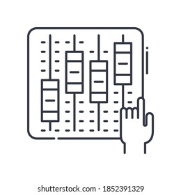 Audio mixer icon, linear isolated illustration, thin line vector, web design sign, outline concept symbol with editable stroke on white background.