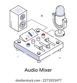 Audio mixer isometric icon is scalable and easy to use 