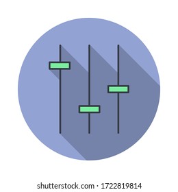audio mixer long shadow icon. Simple color vector of web icons for ui and ux, website or mobile application