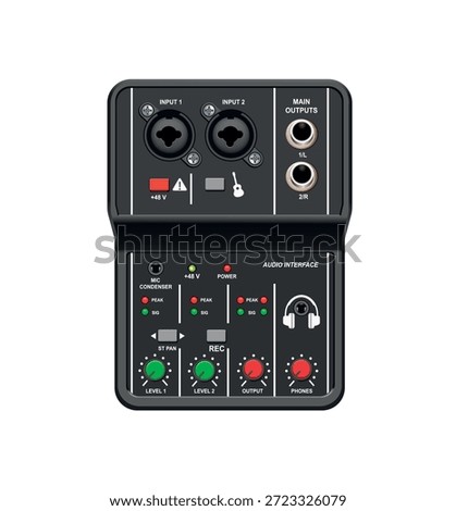 Audio mixing console isolated on white background. Vector illustration