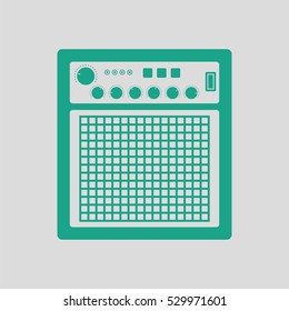 Audio monitor icon. Gray background with green. Vector illustration.