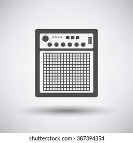 Audio monitor icon on gray background with round shadow. Vector illustration.