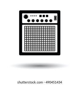 Audio monitor icon. White background with shadow design. Vector illustration.