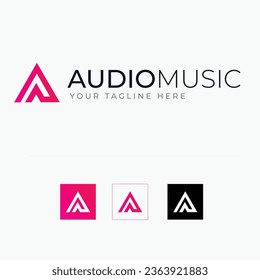 Audio Muisc Logo Template with Letter A icon logo