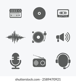 Audio and Music Equipment icons set. Editable vector icon. Perfect for web and app interfaces, presentations, info graphics, etc. 
