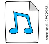 audio or music file icon illustration hand drawn isolated vector