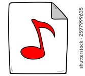audio or music file icon illustration hand drawn isolated vector