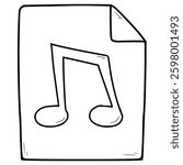 audio or music file icon illustration hand drawn outline vector