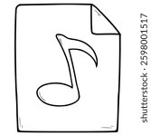 audio or music file icon illustration hand drawn outline vector