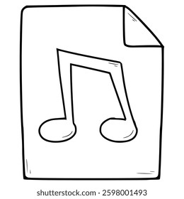 audio or music file icon illustration hand drawn outline vector