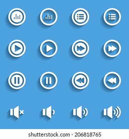 audio and music flat icon set, flat design icon, vector eps10.