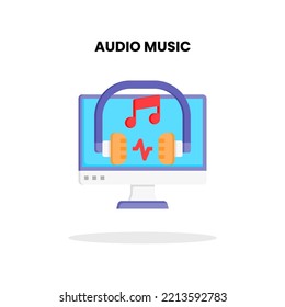 Audio Music flat icon. Vector Illustration on white background.