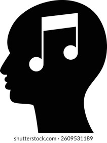 Audio Music Head Icon Illustration